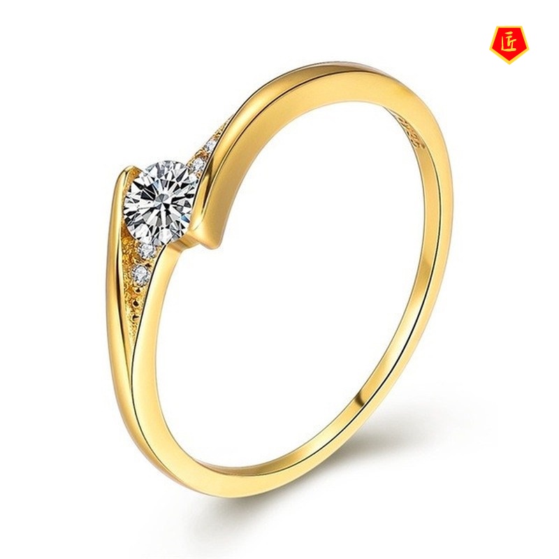 [Ready Stock]Women's Simple Moissanite Gold Ring