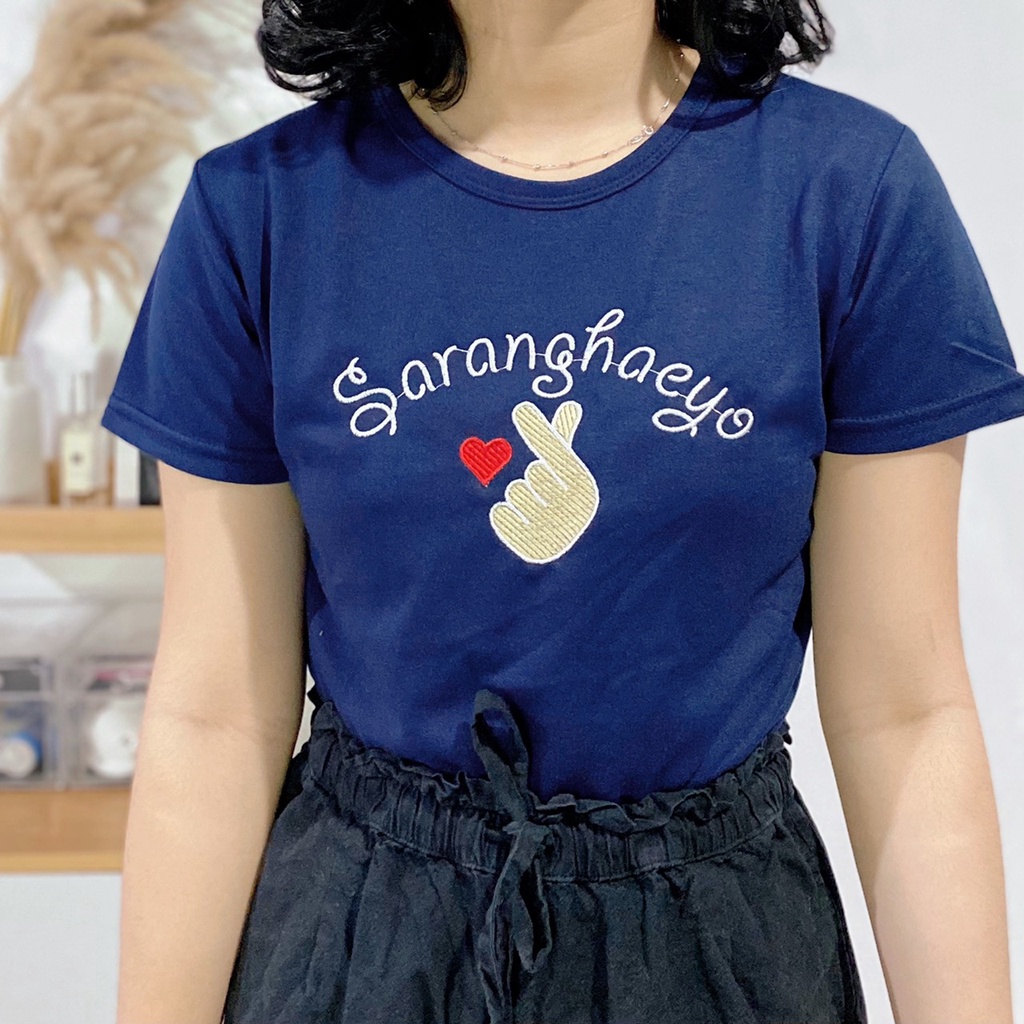 Kaos Cewek T-shirt oblong wanita atasan bordir bahan Babyterry 1