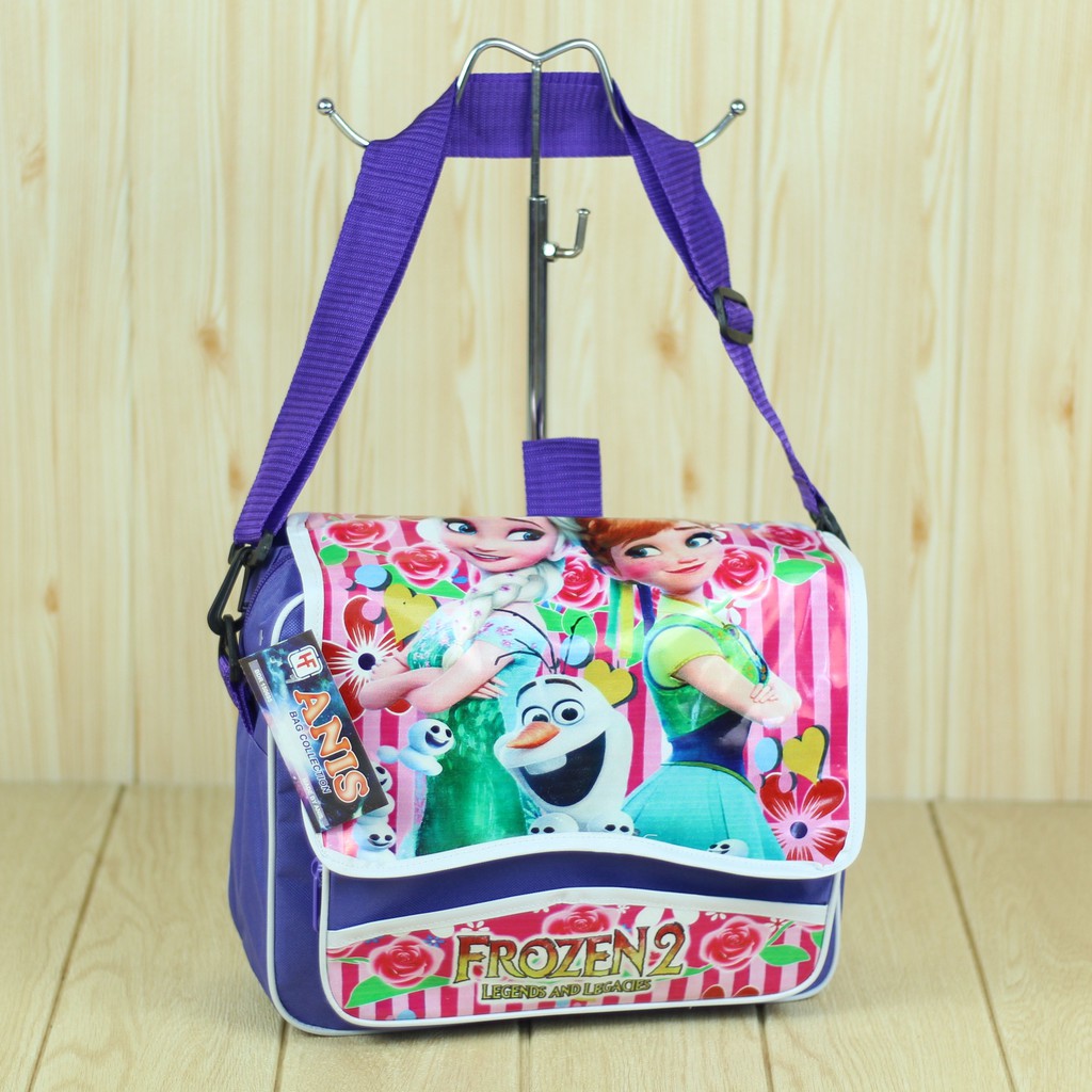 Tas Anak Perempuan 2in1 Frozen Ungu Ransel Selempang Sekolah TK SD PAUD Bahan Tebal Kuat Berkualitas