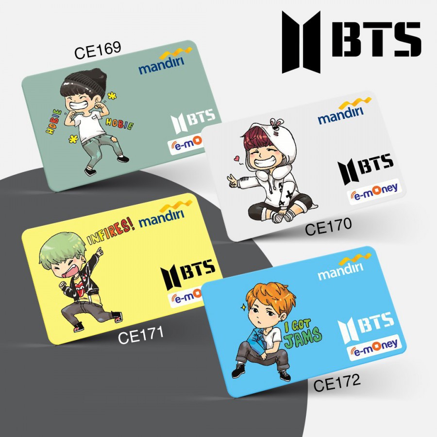 Custom Cetak Print E-Money / Flazz / Brizzi - BTS DOODLE 2 (bisa gambar sendiri / nama / ID Card)