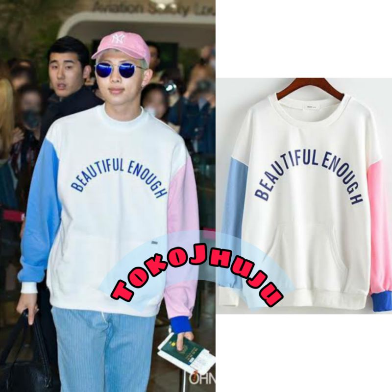 Basic Sweater BTS Kim Namjoon style Beautiful Enough sablon biru