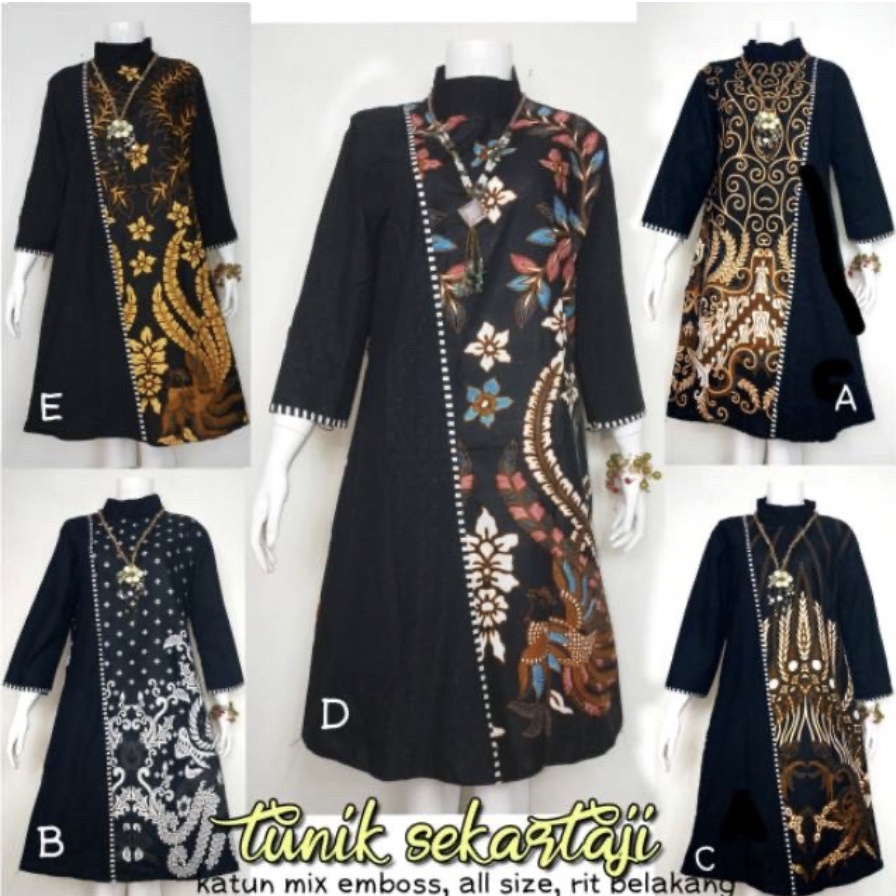 Batik Wanita Tunik Sekartaji Modern Motif Warna Premium Exclusive Seragam Katun Emboss Rit