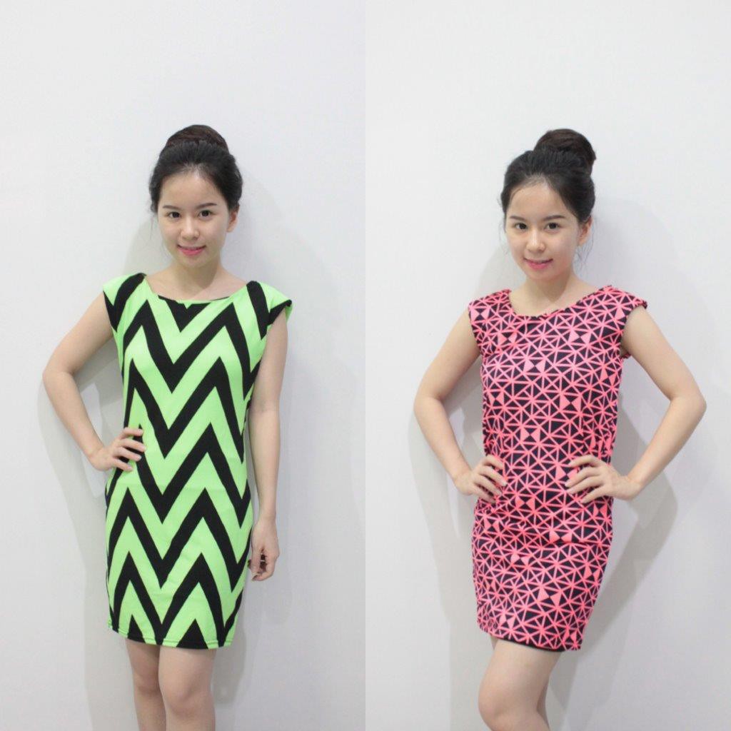 Dress hijau neon dress pink neon