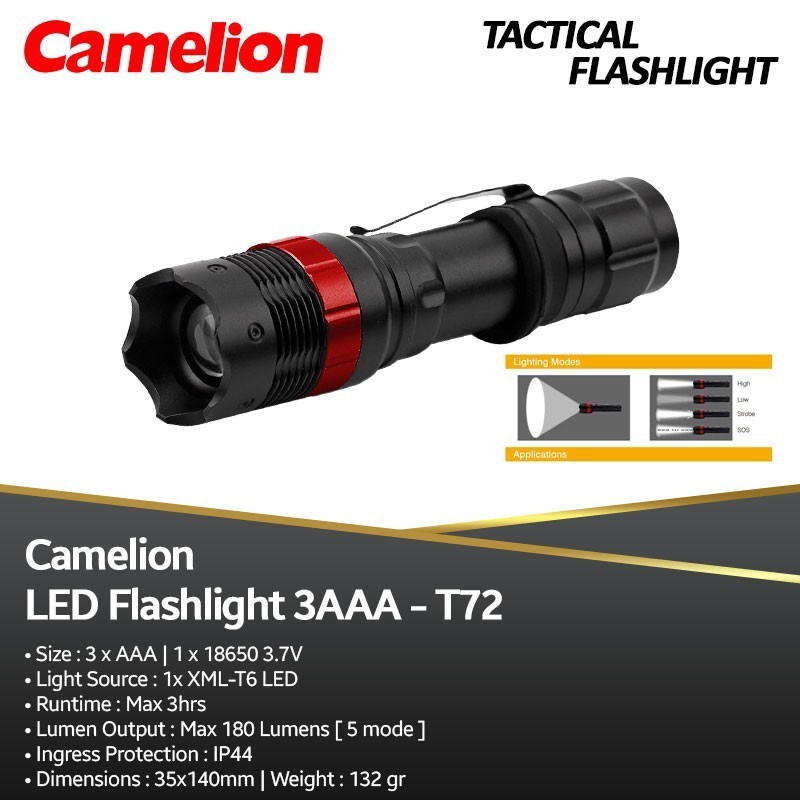 Senter Led Zoom Camelion Flashlight T72