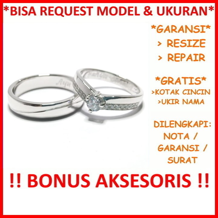 Gratis Ukir Nama Garansi Asli Bisa Pesan Model Cincin Couple Perak Dan Emas Putih Mas Kawin Id618