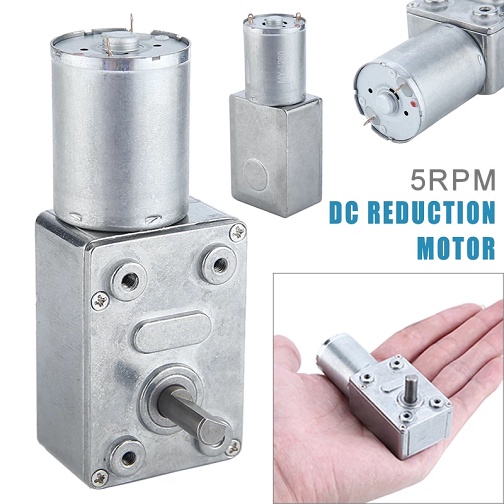 Dc Motor Gearbox Reducer 12V 5RPM Low High Speed Torque Worm Geared Reduction Electric Dinamo Gear Box 5 RPM