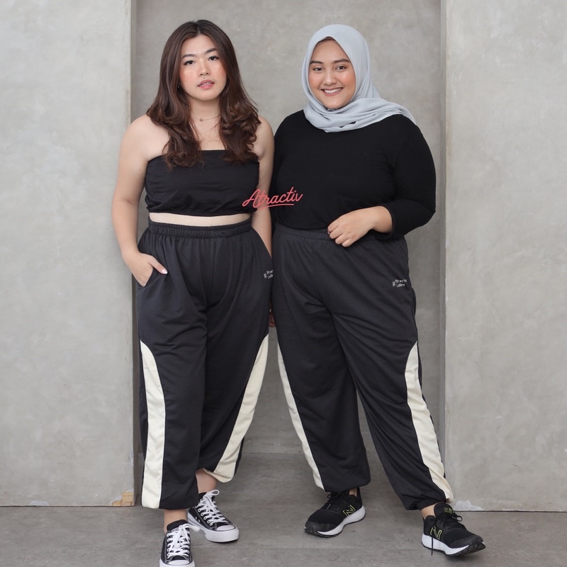 ATRACTIV Celana Training Jumbo Wanita Celana Olahraga Jumbo Celana Training Jogger Jumbo Celana Jogger Jumbo Wanita-2