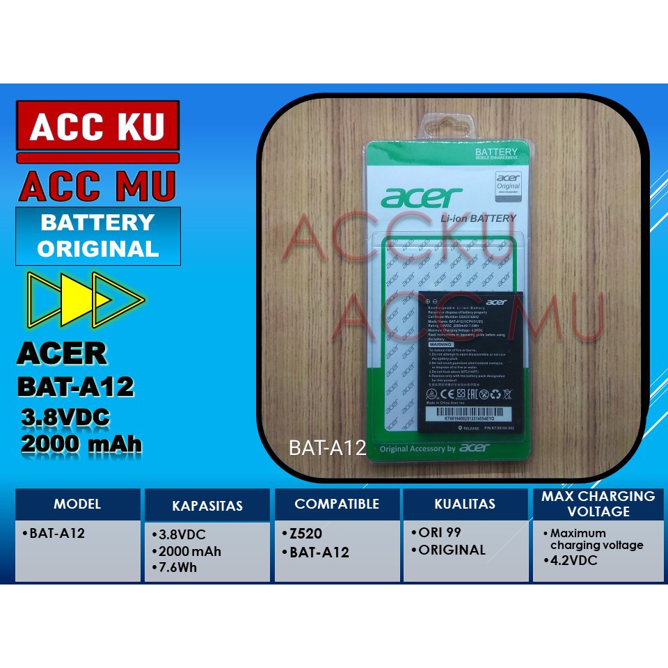 BATERAI ACER BAT-A12 BATTERY ACER LIQUID Z520 BAT-A12 HIGH QUALITY