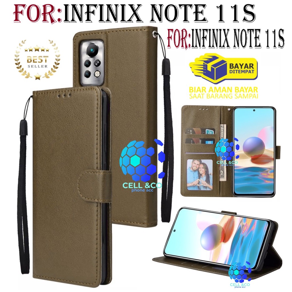 INFINIX NOTE 11S CASE FLIP LEATHER WALLET PREMIUM FLIP CASE BUKA TUTUP KESING HP CASING FLIP CASE WALLET INFINIX NOTE 11S