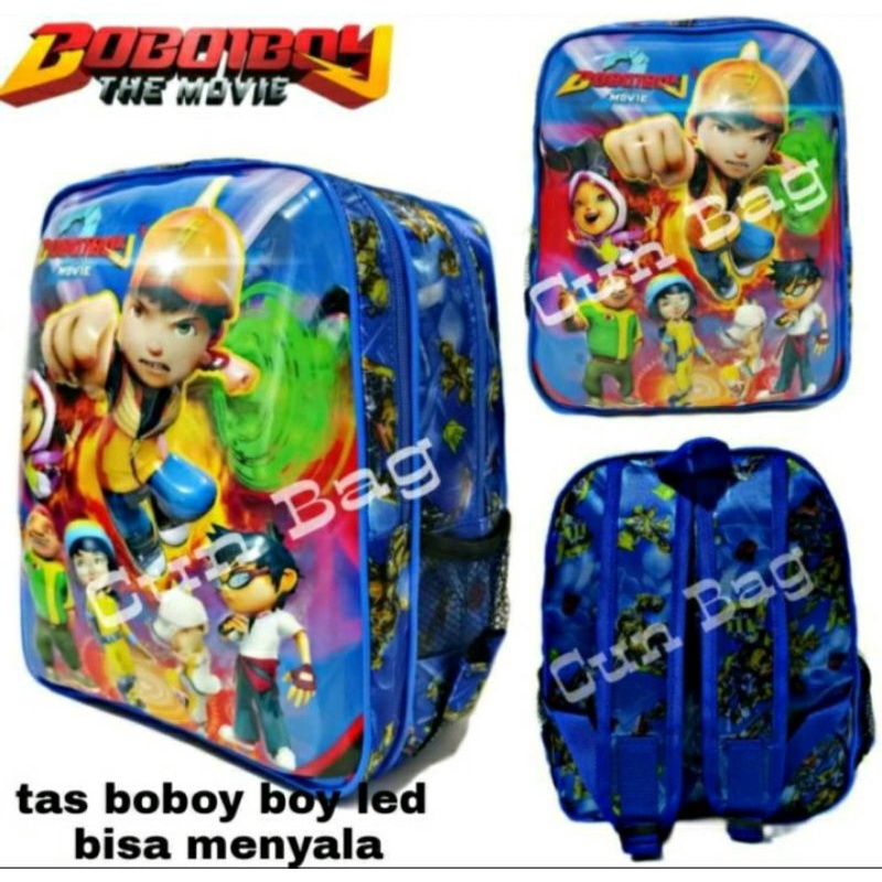 REALPICT Ransel LED Boboiboy 3D Embos tas anak sekolah Karakter bisa nyala