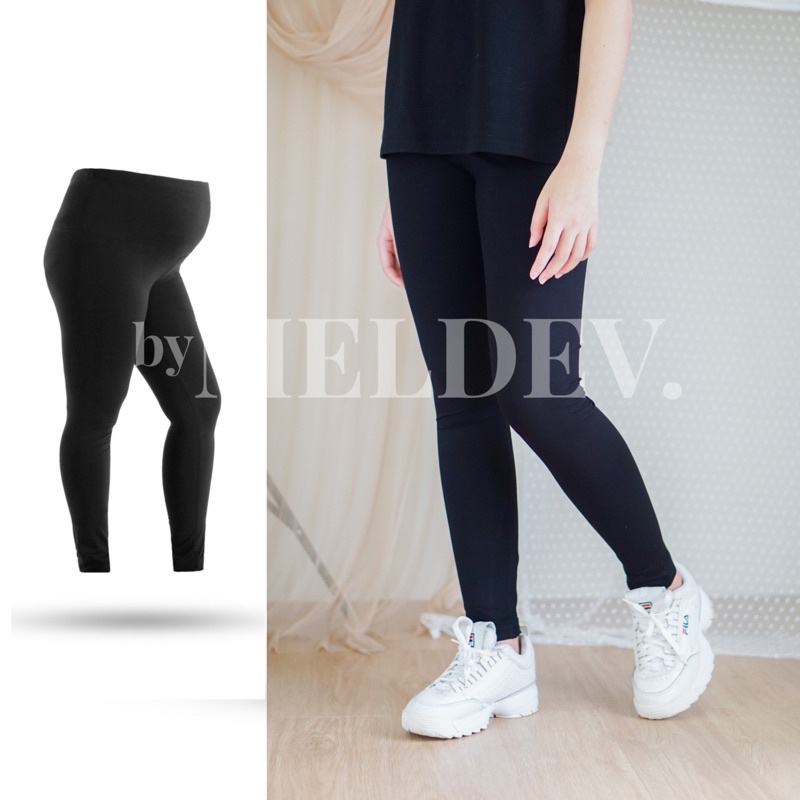 Bymeldev Premium Legging Basic Hitam Nonbumil Bumil Allsize &amp; Jumbo