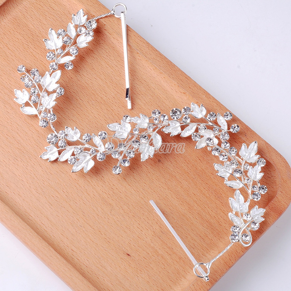 Headband Bentuk Bunga Aksen Berlian Bahan Alloy Gaya Retro Untuk Aksesoris Rambut Pengantin