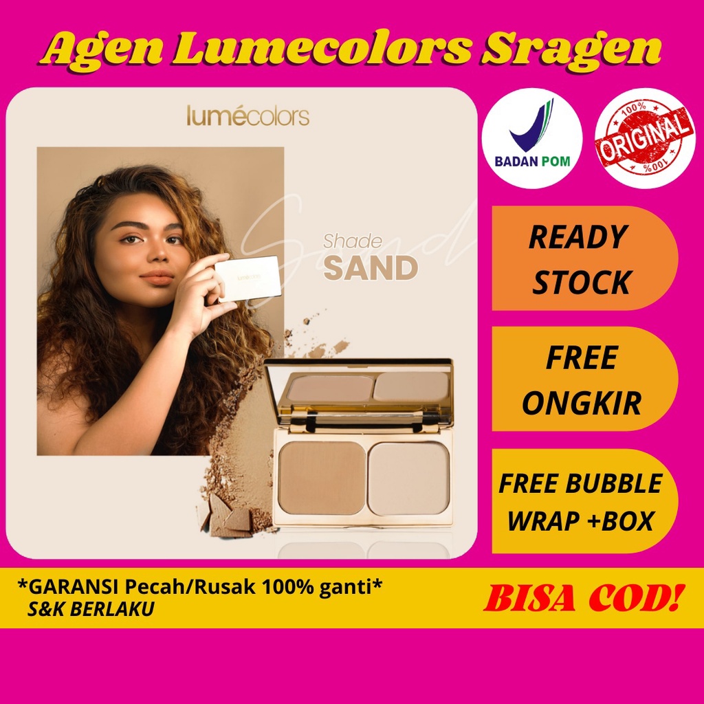 Bedak Padat Lumecolors Sand, Compact Powder Lumecolors Sand, Bedak Padat Tahan Lama Two Way Cake, Lu