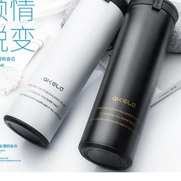 ♞ Thermos QKELA Stainless Steel Termos Tumbler Botol Minum Tahan Panas - Hitam ♣