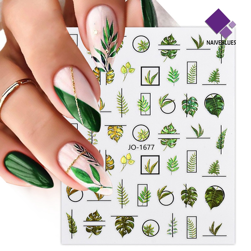 Naiveblue &gt; Stiker Kuku Tahan Air Motif Bunga Untuk Nail Art DIY