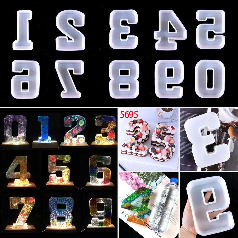 R-flower Number Cetakan Silikon 3D Happy Birthday Dekorasi Rumah Perlengkapan Pesta Casting Mould