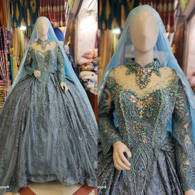 GAUN PENGANTIN BARBIE GOTIK MEWAH BEREKOR MODERN //GAUN