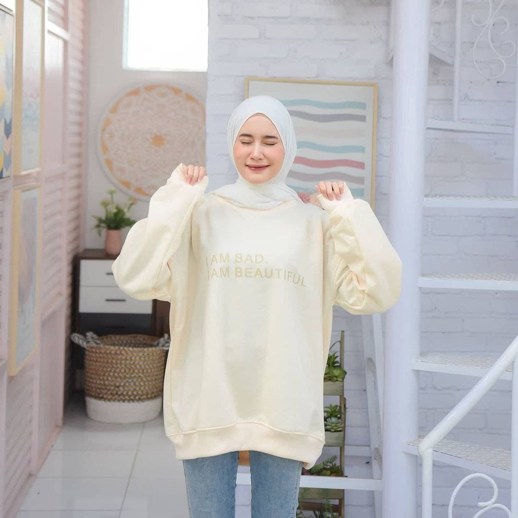 Nara Grosir - I am Bad XXL Sweater l Sweater Polos l Sweater Pria dan Wanita