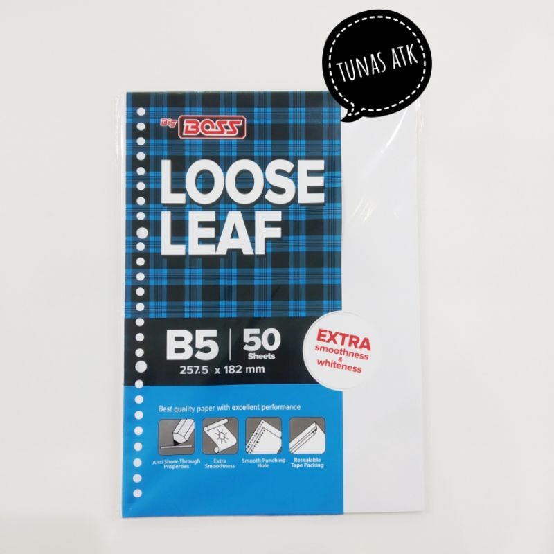 

BIG BOSS LOOSE LEAF PLAIN B5 50 SHEETS