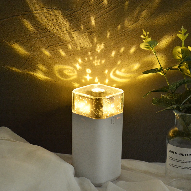 Humidifier Pelembab Udara Mini Usb Bentuk Kotak Dengan Lampu Malam Led