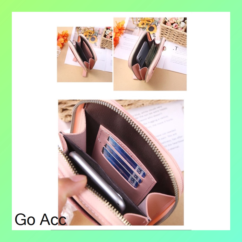 FT11 Tas Dompet HP Lipat Wanita Trendy Kulit multifungsi High quality leather tekstur dove Korean Resleting