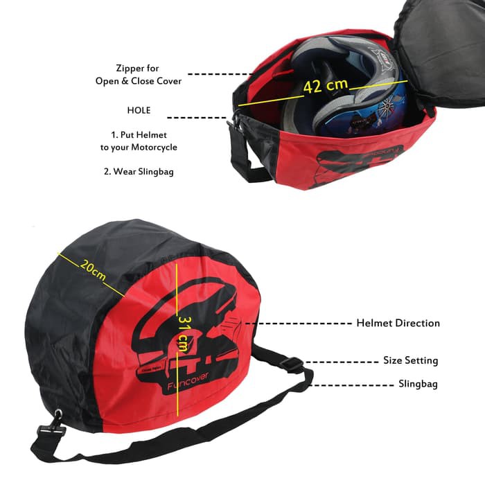 Cover | Tas Helm FUNCOVER Anti Air Hujan Anti Debu