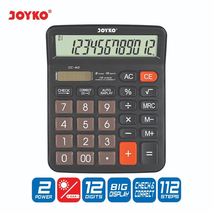 

Calculator Kalkulator Joyko CC-40 12 Digits Check Correct
