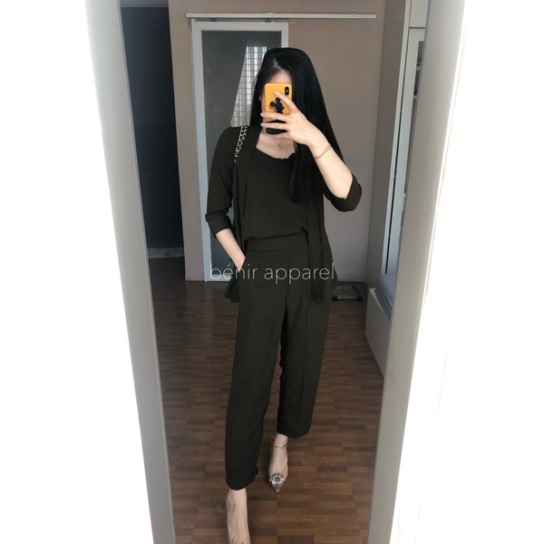 Novela set pants benir apparel-deep army