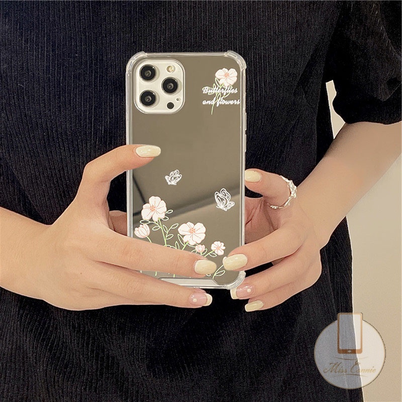 Mirror Case Compatible for IPhone 7Plus  8Plus  13 12 11 Pro Max 7 8 XR X XS MAX SE 2020 13Pro Max Fresh Flower Soft Tpu Shockproof Makeup Mirrow Back Cover