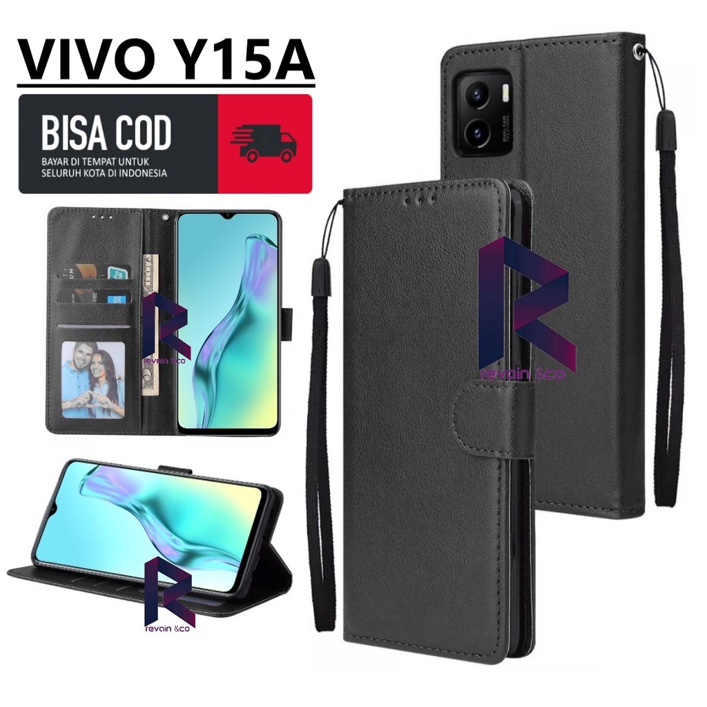 FLIP COVER NEW VIVO Y15A CASING FLIP WALLET LEATHER KULIT PREMIUM SARUNG BUKA TUTUP FLIP CASE VIVO Y15A