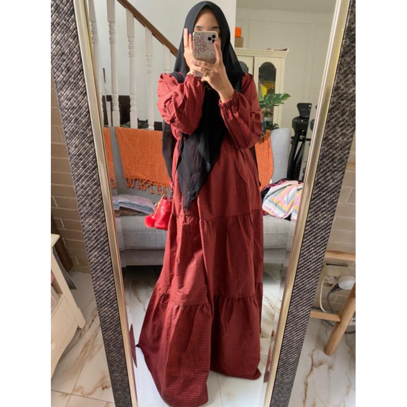 PO (GAMIS SAJA) CASUAL TARTAN MINI DAILY DRESS SYARI BY FAALIZA FLASAMARA