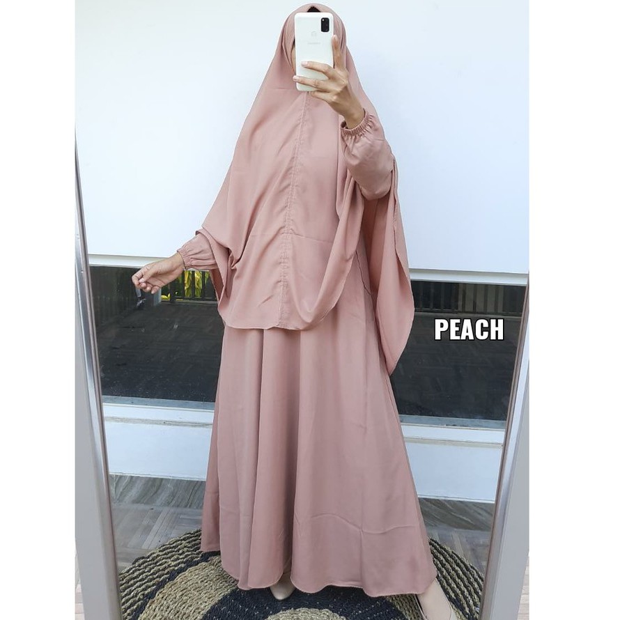 Gamis Wolfis Set Hijab Pet Syar'i/ Gamis Syari'i Wolfis Grade A