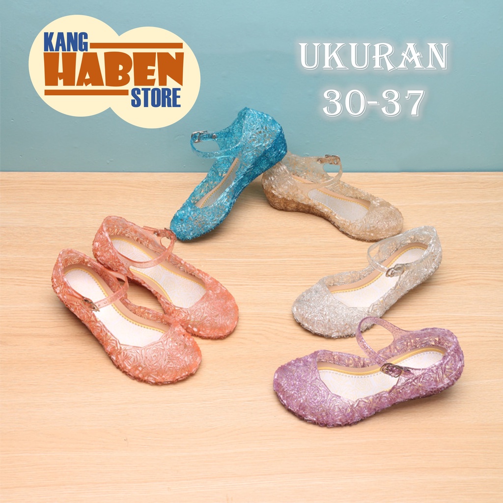 Sepatu Princess Import Model Slip On Anak Cewek Tanggung Bahan Jelly Ringan dan Nyaman Sepatu Pesta IMP08 30-37