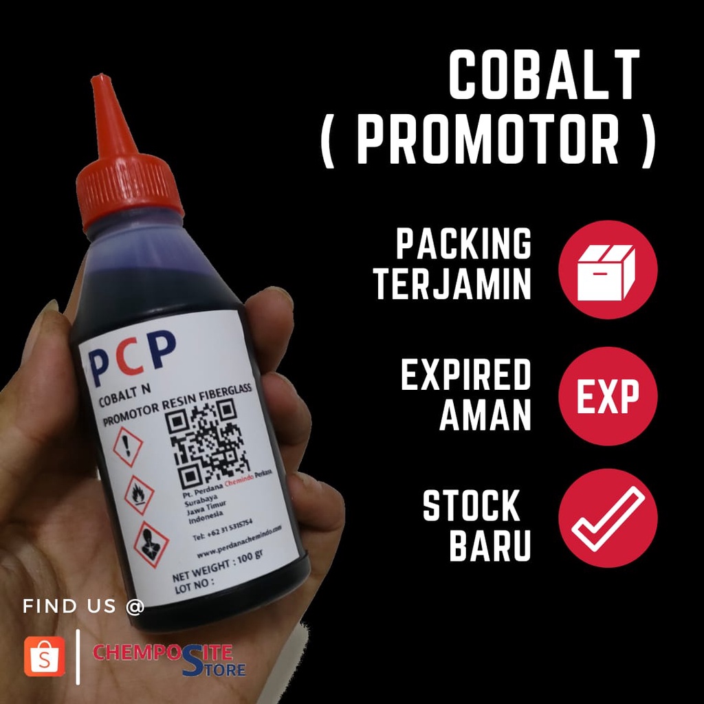 kobalt resin fiberglass - cobalt blue - promotor resin kemasan 100gr