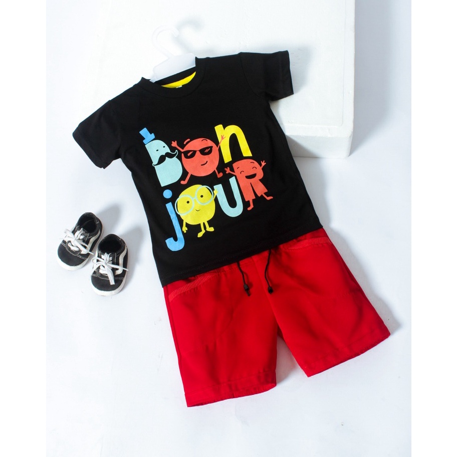 KALILA -BLACK BONJOUR Set Kids Setelan Baju Anak Laki Laki