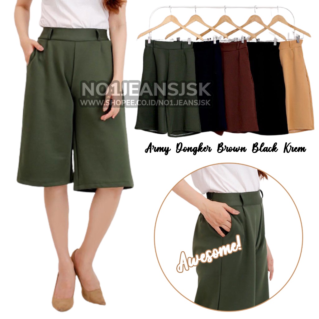 BISA COD CELANA KULOT SCUBA PENDEK 3/4 | KULOT SCUBA PENDEK | KULOT BAHAN SCUBA PREMIUM POLOS WANITA