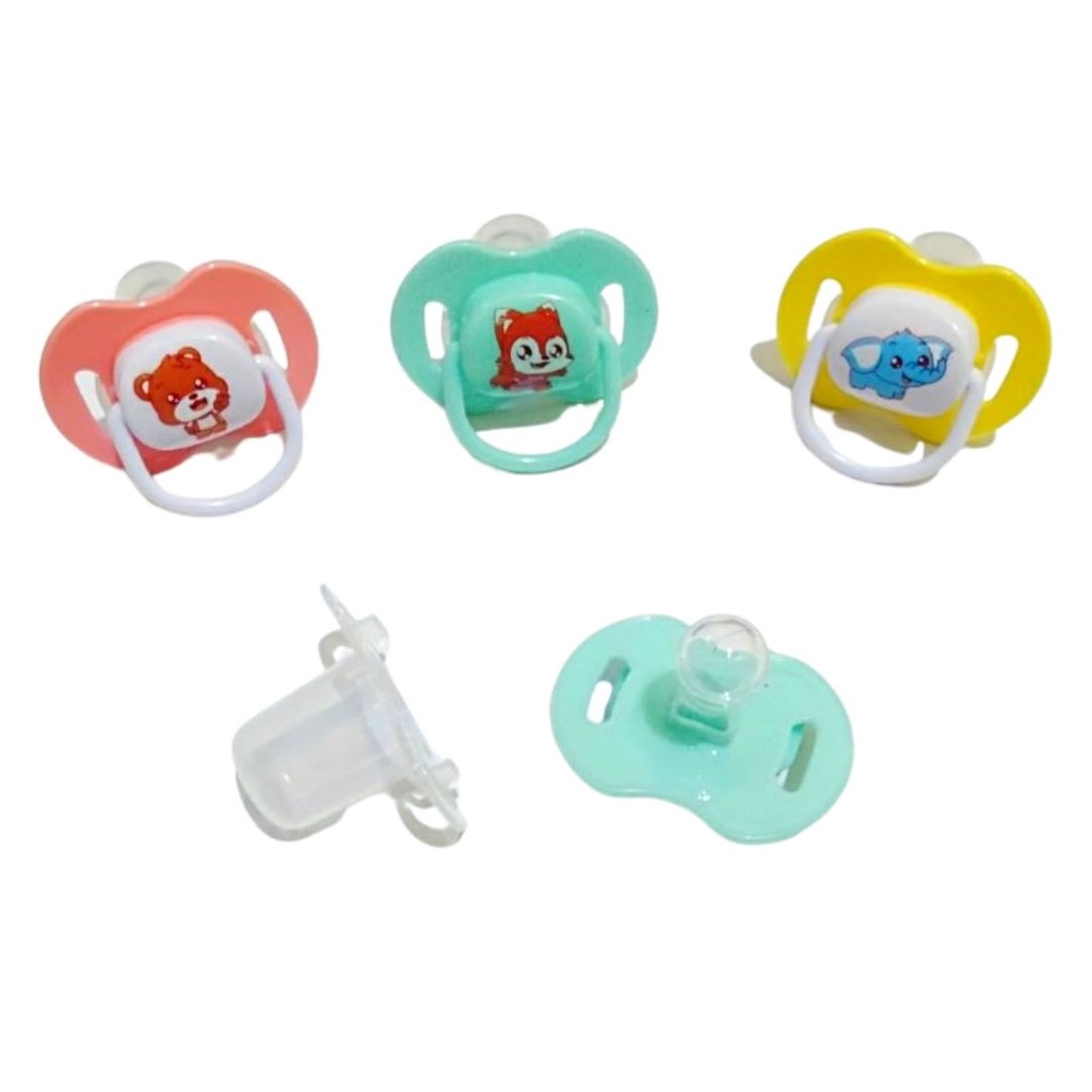 Empeng Pacifier Bayi Warna Pastel / Dot Bayi Bulat / Dot Bayi Gepeng + Tutup Empeng HIGIENIS