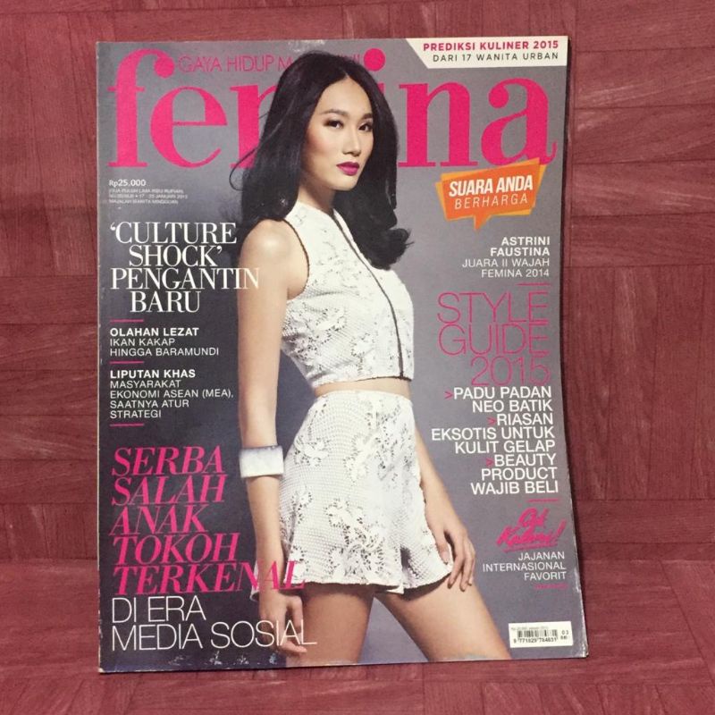 Majalah Femina No. 03/XLIII, Tahun 2015, Cover: Astrini Faustina (Juara 2 Wajah Femina 2014)