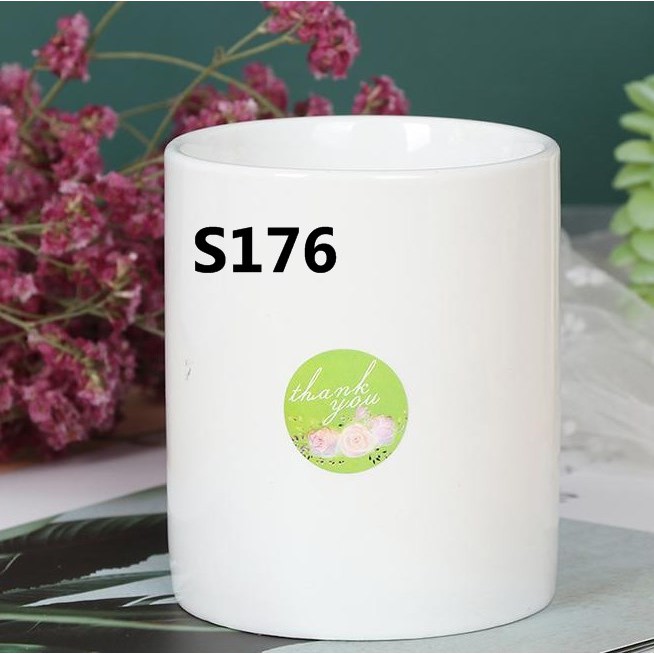 

Stiker Sticker Thank You Flower Green Label Kemasan Segel Packaging Sealer Decoration Hampers S176