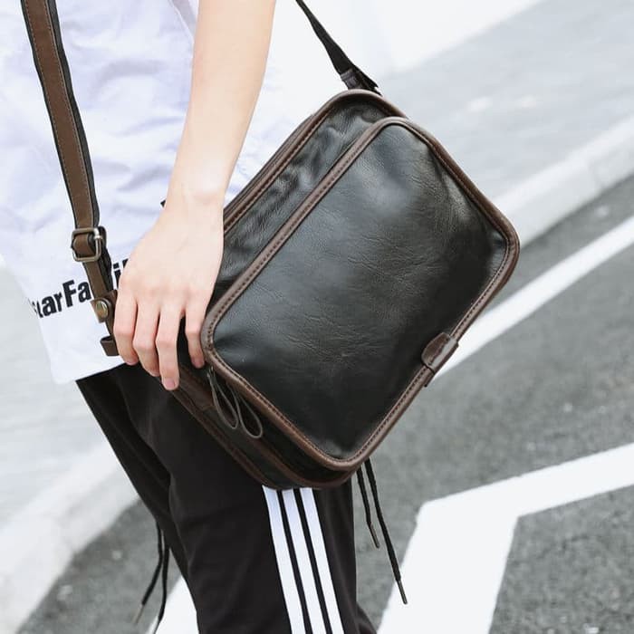 Waistbag Kulit Asli Terlaris Waterproof Lipat Cowok Kasual Kerja  FT449  (Volcom)