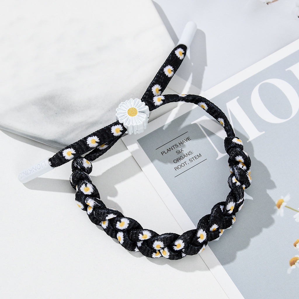 MURMURE.ID | JAM TANGAN ANALOG WANITA MODEL BULAT BUNGA DAISY HITAM IMPORT MURAH FW014-GELANG DAISY