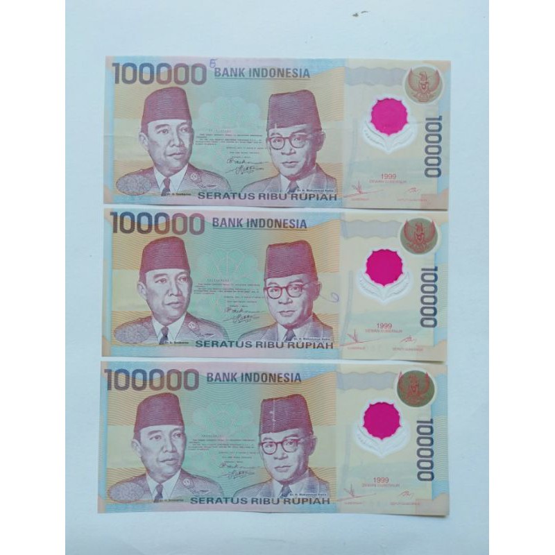 Uang Kuno 100.000 polimer sukarno hatta polymer