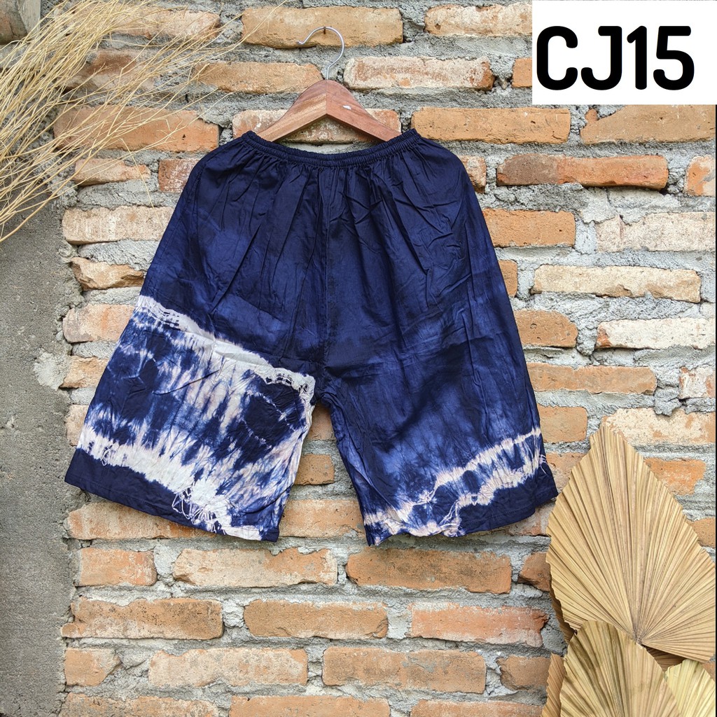 Celana Tie Dye Jumbo Big Size Lingkar Pinggang 130cm Tiedye Shibori Handmade Kolor Boxer 3/4 Celana Pendek 7/8 Bawah Lutut