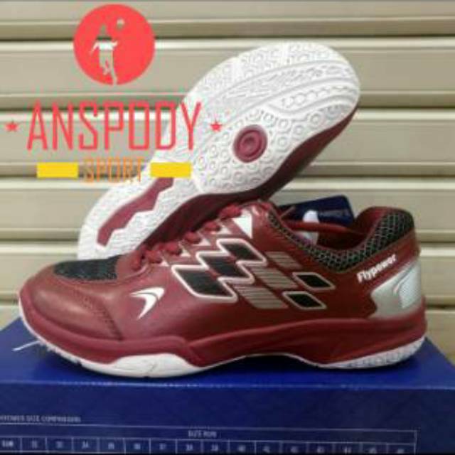 SEPATU BADMINTON FLYPOWER KALASAN 3 MAROON/BLACK SILVER