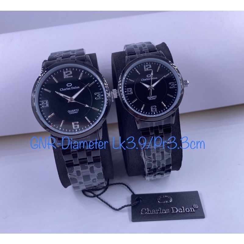 jam tangan charles delon couple hitam original anti air