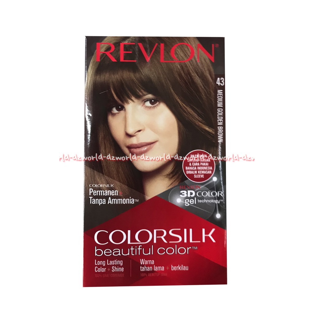 Revlon Colorsilk Beautiful Color 43 Medium Golden Brown Cat Rambut Coklat Muda Emas Blonde Pewarna Rambut Color Silk Hair Color Revlon 43 Revlon43 Reflon