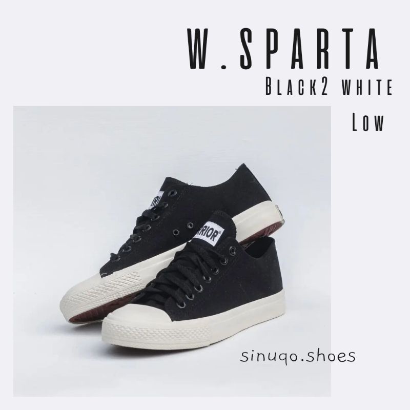 SINUQO - SEPATU LOKAL WARRIOR SPARTA BLACK2 WHITE LOW / SEPATU LOKAL BRAND ORIGINAL PRIA WANITA