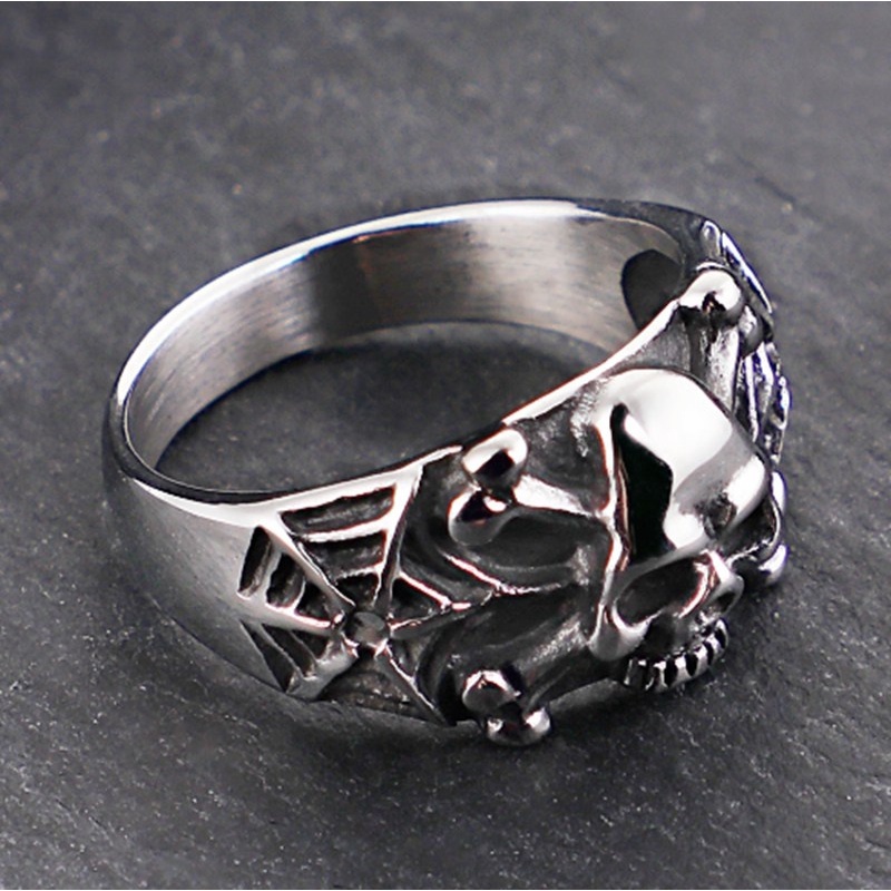 Gothic Steel Skull Rings Man Punk Rock Skeleton Men Ring Male Punk Rock Party Jewelry Accessories