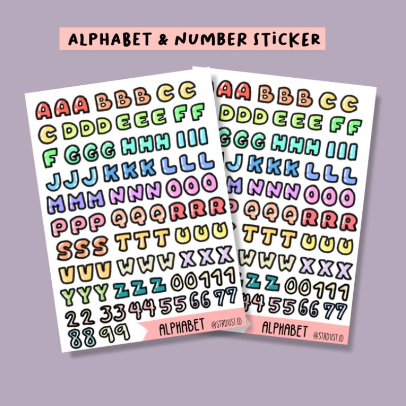 

Alphabet and Numbering Stickers, stiker huruf, chromo glossy, handmade sticker
