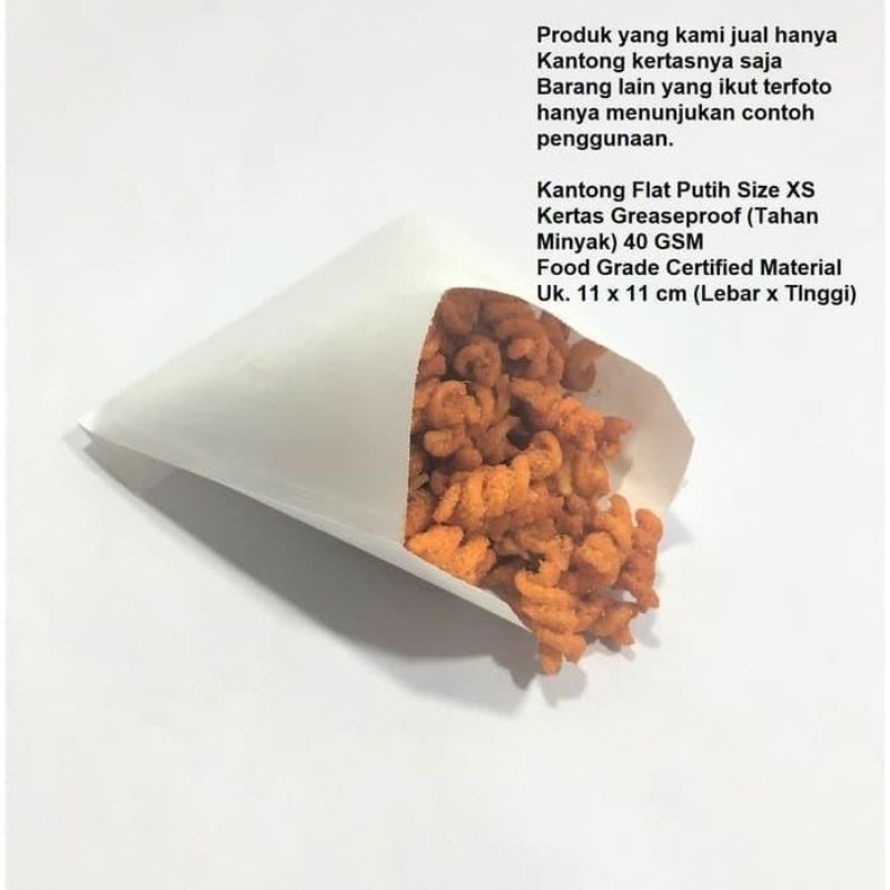 

100 PCS PAPER BAG KANTONG KERTAS FLAT 11x11 cm (XS) PUTIH FOOD GRADE TAHAN MINYAK